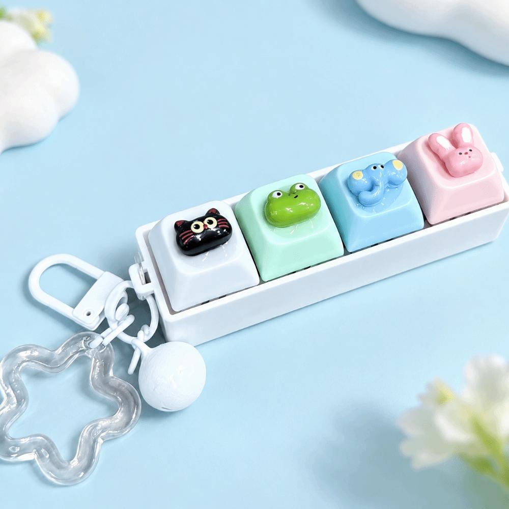 Compact Size Stress Relief Keychain Clickable Buttons Interactive Keyboard Toy Students