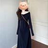 French long-sleeved dress, children's early autumn new temperament, advanced sense, waist and thin long dress, autumn and winter wear