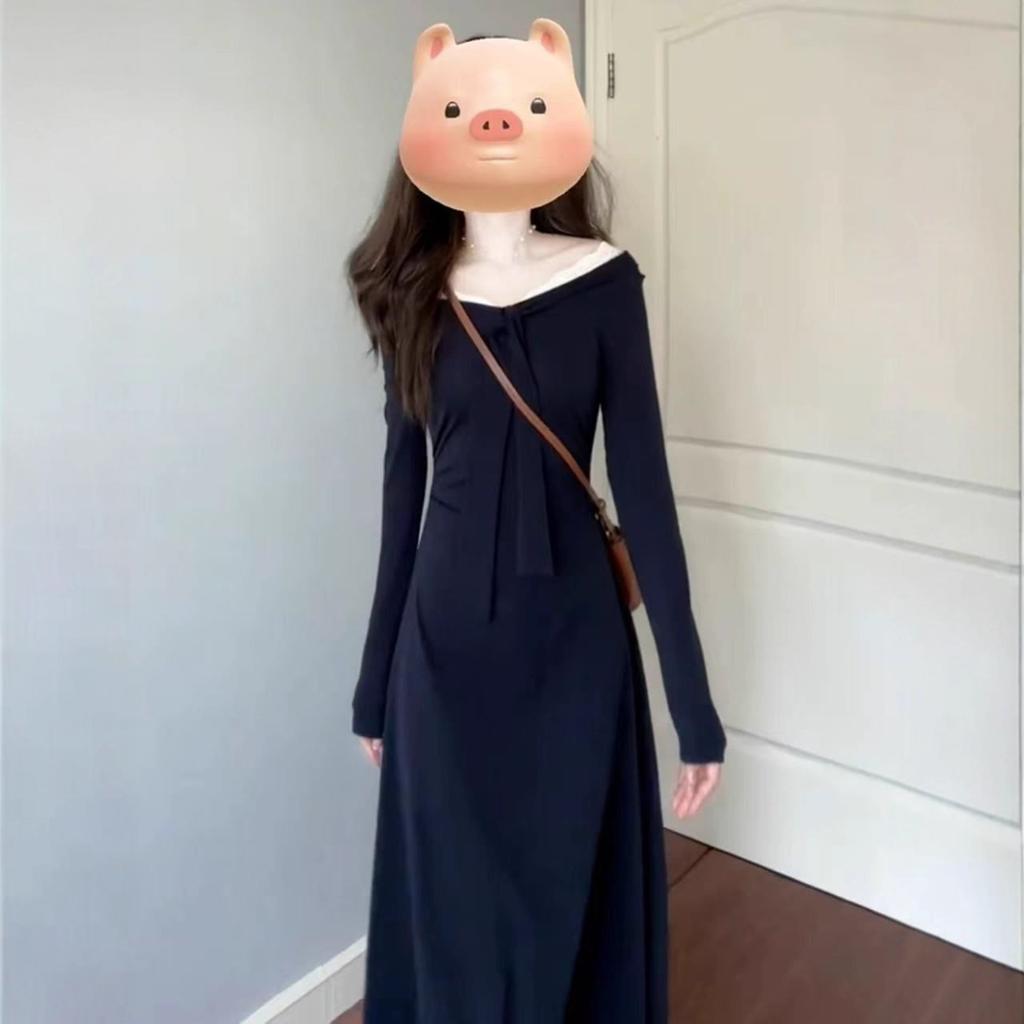French long-sleeved dress, children's early autumn new temperament, advanced sense, waist and thin long dress, autumn and winter wear
