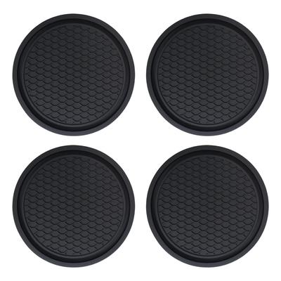 CSTR-003 Car Drink Holder, Coaster Silicone, Black, Simple, Anti-Slip, Diameter Approx. 2.8 Inches (70