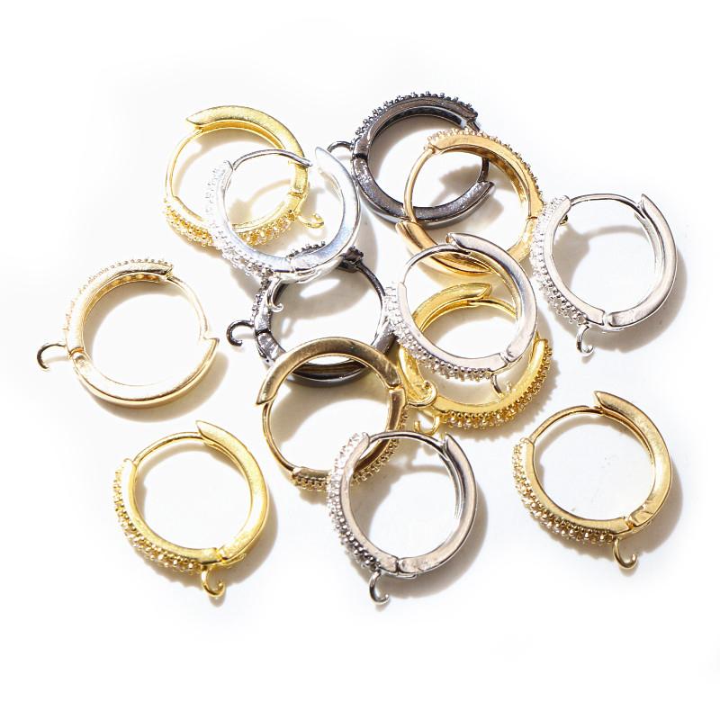 10pcs 15mm with Zircon Gold Silver Color Earring Hooks Leverback Open Loop DIY Earring Clips Clasp Jewelry Making Accessories