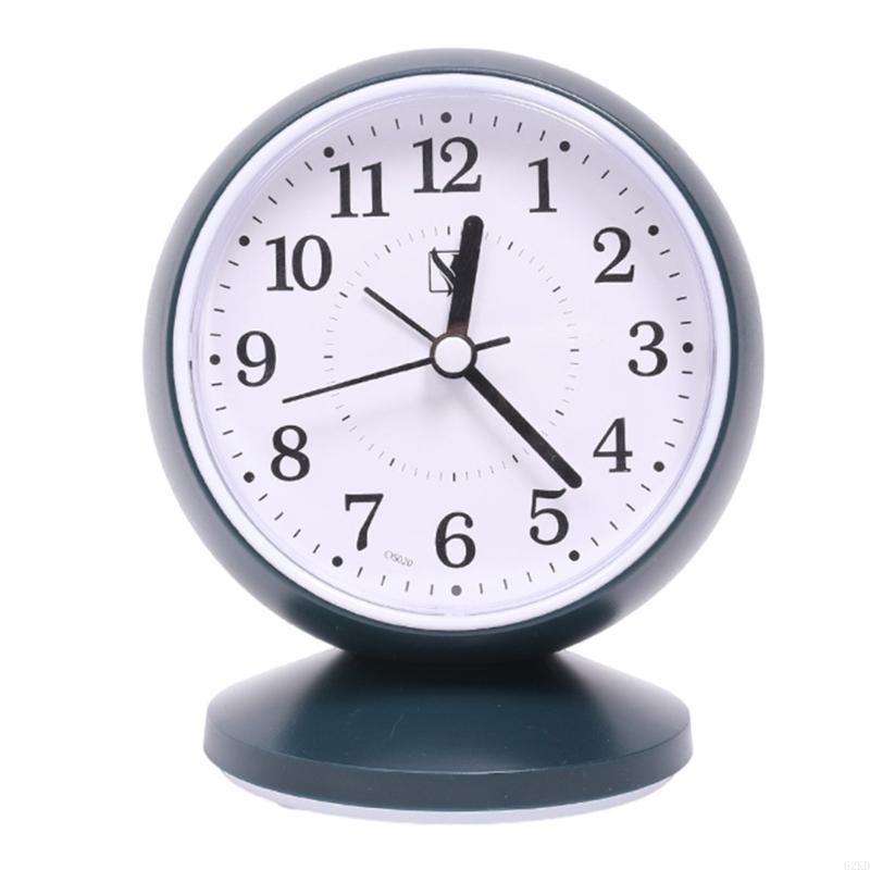 62KD Stylish Quiet Alarm Clock with Arabic Numerals Battery Operated No Ticking Analog Desk Clock for Children Bedroom