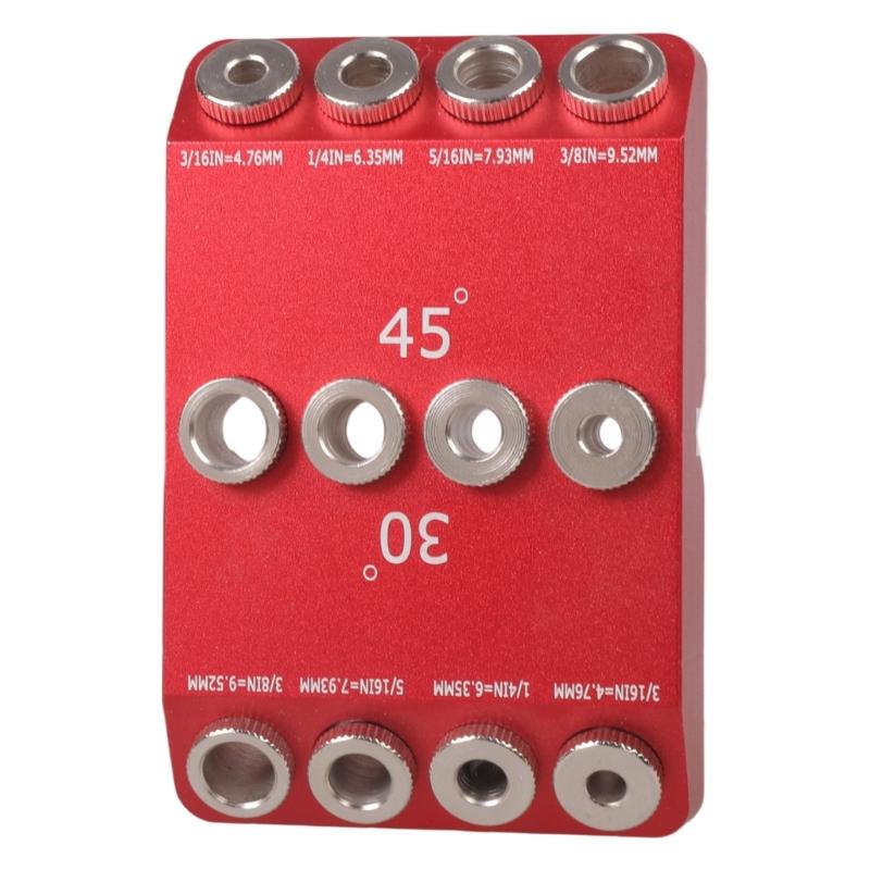 

30 45 90 Degree Angle Drill Guide Jig for Angled Holes Straight Holes 4 Size Drill Guide Block for Cable Railing Lag 1 червоний