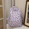 Multi-compartment Bow Pattern School Bag Multi-pocket Rucksack Floral Print Backpack  Travel