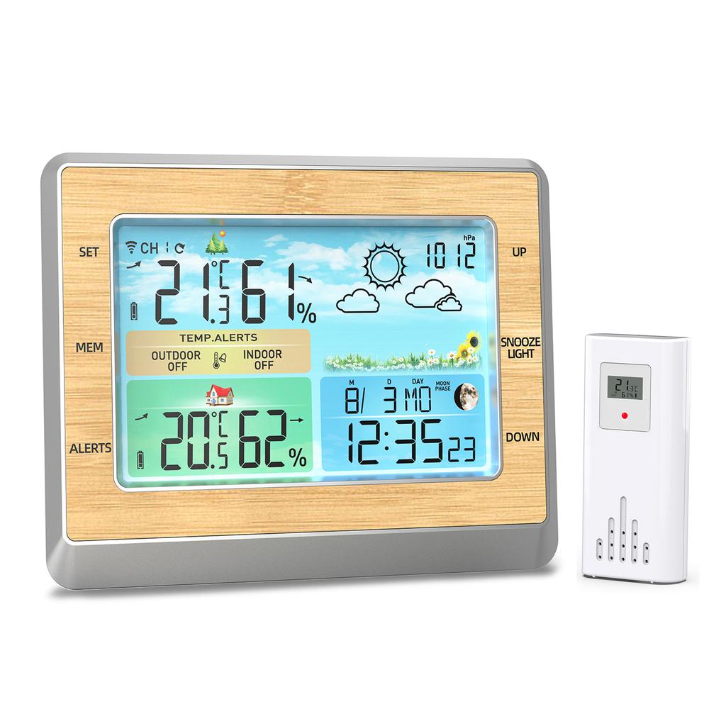 Funk Wireless  ,  , Outdoor Indoor with 6\  LED Brightness Color Display Temperature   Humidity Forecast