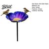 Handcrafted Garden Sculpture Handmade Metal Flower Stake Outdoor Bird Bath Bowl for Bees Butterflies Pollinator Watering Station Lawn Yard Decor