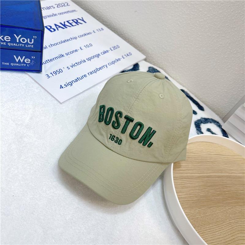 

Бейсболка 100% Полиэстер Для Детей 51-54см Однотонная Вышитая Кепки Boston Boys Летняя Уличная Быстросохнущая Кепка Для Детей S(52-54cm)