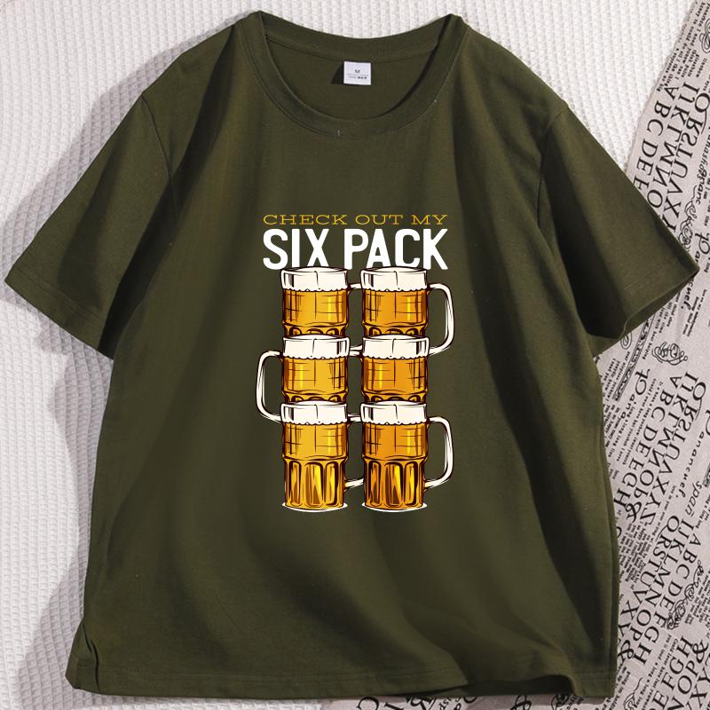 Check Out My Six Pack Tshirt Funny Beer Drinking Tshirt Casual O Neck Cotton Short Sleeve T Shirt Streetwear Mens Clothing