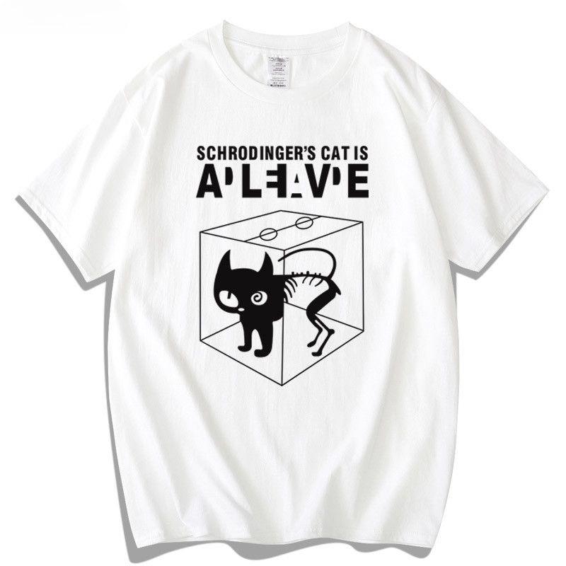 Schrodinger's Cat T-shirt, Short Sleeve, Pure Cotton, Teenage Student, Physics, Male GEEK, Computer Programming