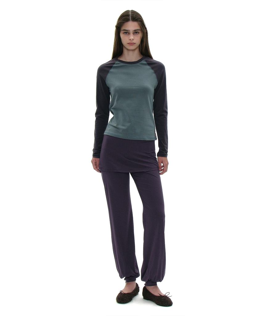 PARTIMENTO WOMEN Pwc Colorblock Raglan Long Sleeve Tee_Forest