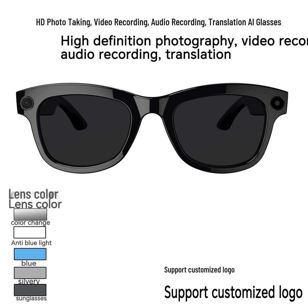 AI Translation HD Camera Smart Glasses: 800W Pixels, WiFi, Anti-shake, Call & Music Enabled