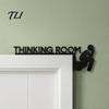 Funny Restroom Decor Bathroom Door Sign, Thinking Room Metal Wall Art with Humorous Quotes, Self-Adhesive Home Accents Toilet Sign for Restroom,