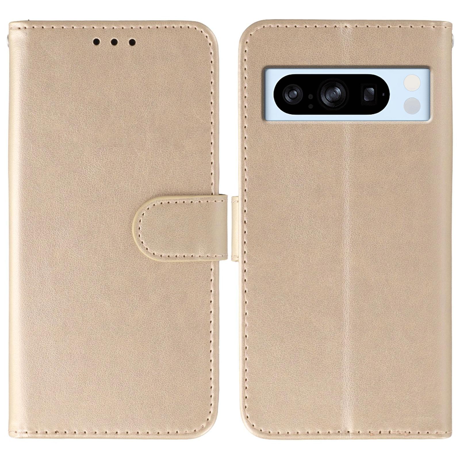 

For Google Pixel 8 Pro Case PU Leather Flip Wallet Phone Cover with Strap Rose Gold