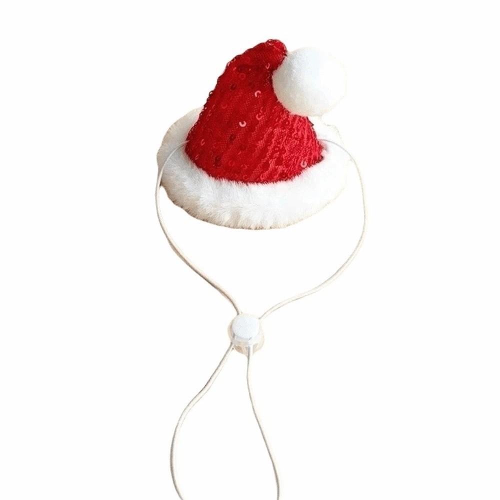 Thick Knit Cat Santa Hat Elastic Strap Pet Winter Warmer Christmas Dog Scarf  Festive Costume