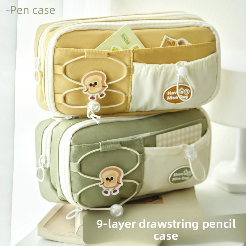 Traditional Pencil Case With Polyester Fabric And Cute Pins For Students And Office Use