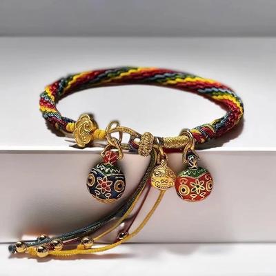 Colorful Knitting Bracelet With Pendant Temperament Versatile Wristlace Birthday Christmas Gift