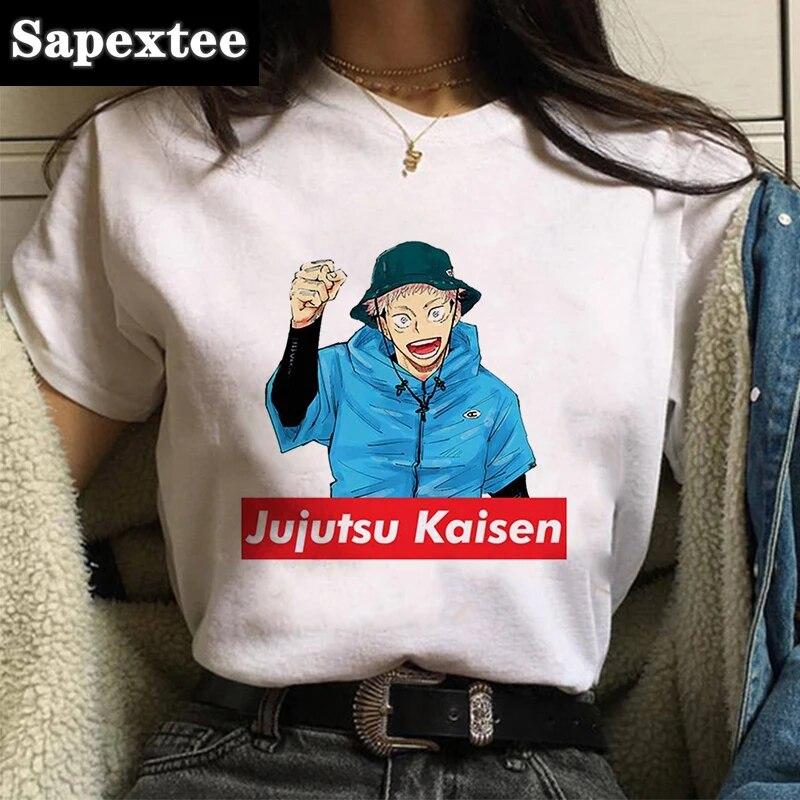 Jujutsu Kaisen T-Shirt Neue japanische Anime Unisex Kawaii Sommer Tops Yuji Itadori Graphic Tees Ulzzang Lose Cartoon Unisex Unisex T-Shirt