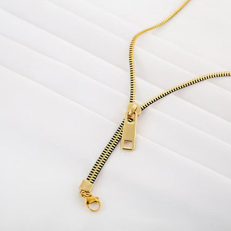 Collana Girocollo Creativa con Cerniera Hip-Hop Catena per Maglione con Tirazip Tendenza Punk Collana per Clavicola Unisex