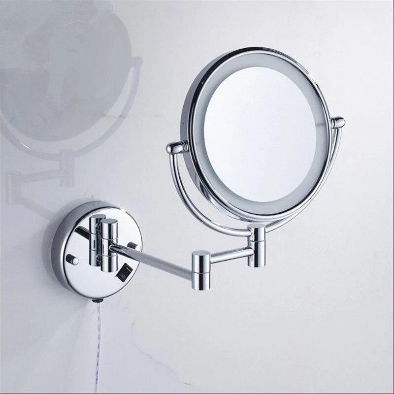 8 Inch Wall Mounted Bathroom Mirror Brass Mirror LED LED Light Folding Makeup Mirror Cosmetic Mirror Lady Gift | Bathroom Mirrors