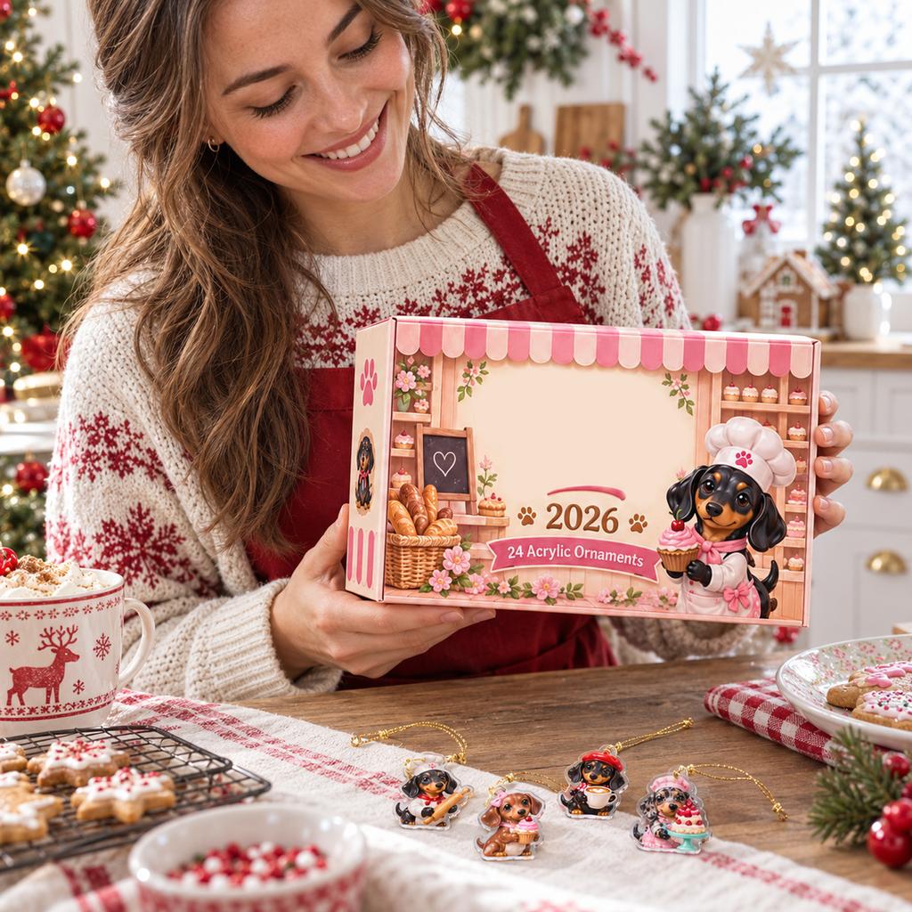 2D Flat Theme Advent Calendar Acrylic Charm Set for Holiday Decor