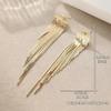 Exquisite Gold Color Long Tassel Stud Earrings for Women Shining Elegant Daily Party Banquet Jewelry Accessories Crafts