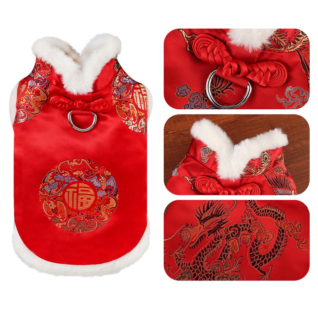 Pet Thickened Cloaks Chinese New Years Dog Clothes Winter Warmth Costume for New Year Celebrations