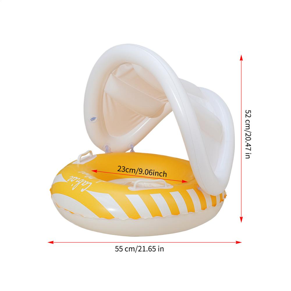 Baby swim ring with sunshade Retro children s swim ring Pool Floats Kids Inflatable Swim Ring Seat with Canopy Swimming Floats жёлтый