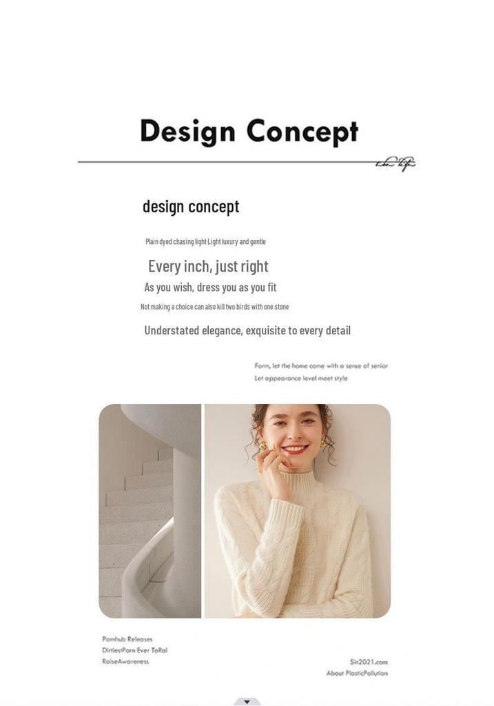 Women's Heavyweight Jacquard Cashmere Half-High Collar Long-Sleeve Sweater - Autumn/Winter Knit Pullover