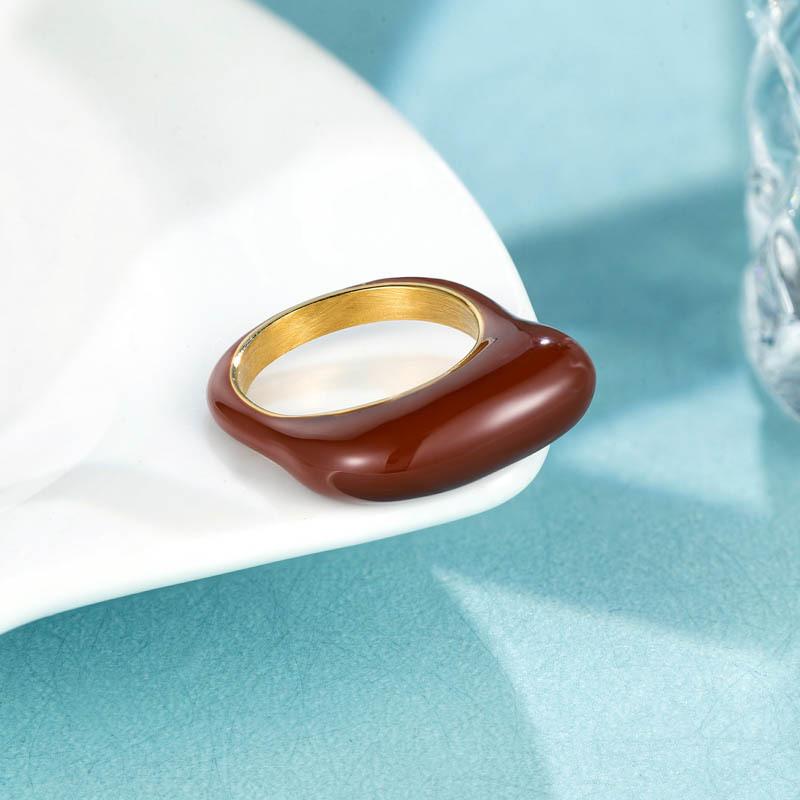 

Эмалевое простое кольцо Ins нишевый дизайн кольцо для пары кремовое титановая сталь женское кольцо 8