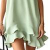 Summer Dress for Women Casual V Neck Sleeveless Mini Beach Sundress Casual Vacation Ruffle Tank Dress