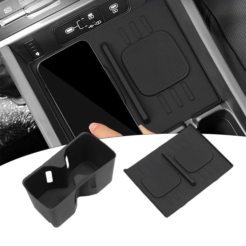 Car Cup Holder Storage Box & Center Console Wireless Charging Silicone Pads For HYUNDAI For Santa Fe  2024-2026 For SE XRT