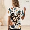 Women Plus Size Short Sleeve U Neck T Shirt Galactic Heart Planet Star Vibrant Purple Pink Cartoon Print Top