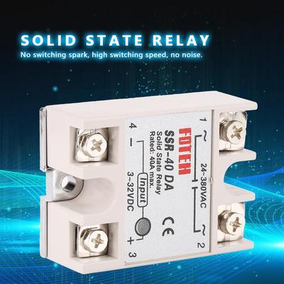 Relè Statico Monofase AC SSR-40DA 40A Ingresso 3-32V Uscita 24-380V AC Alta Velocità di Commutazione Nessun Rumore Anti-vibrazione