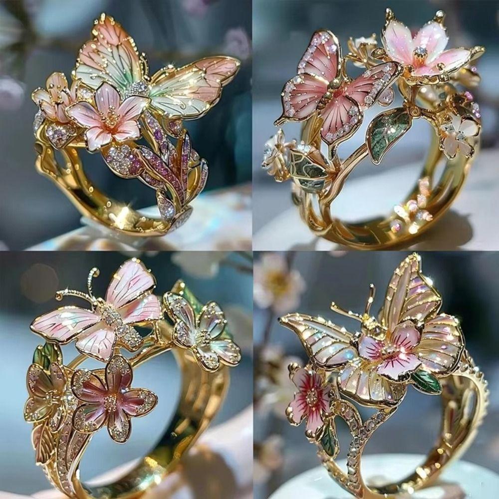 Crafts Vintage Rings Jewelry Accessories Finger Decorations Fashion Butterfly Ring