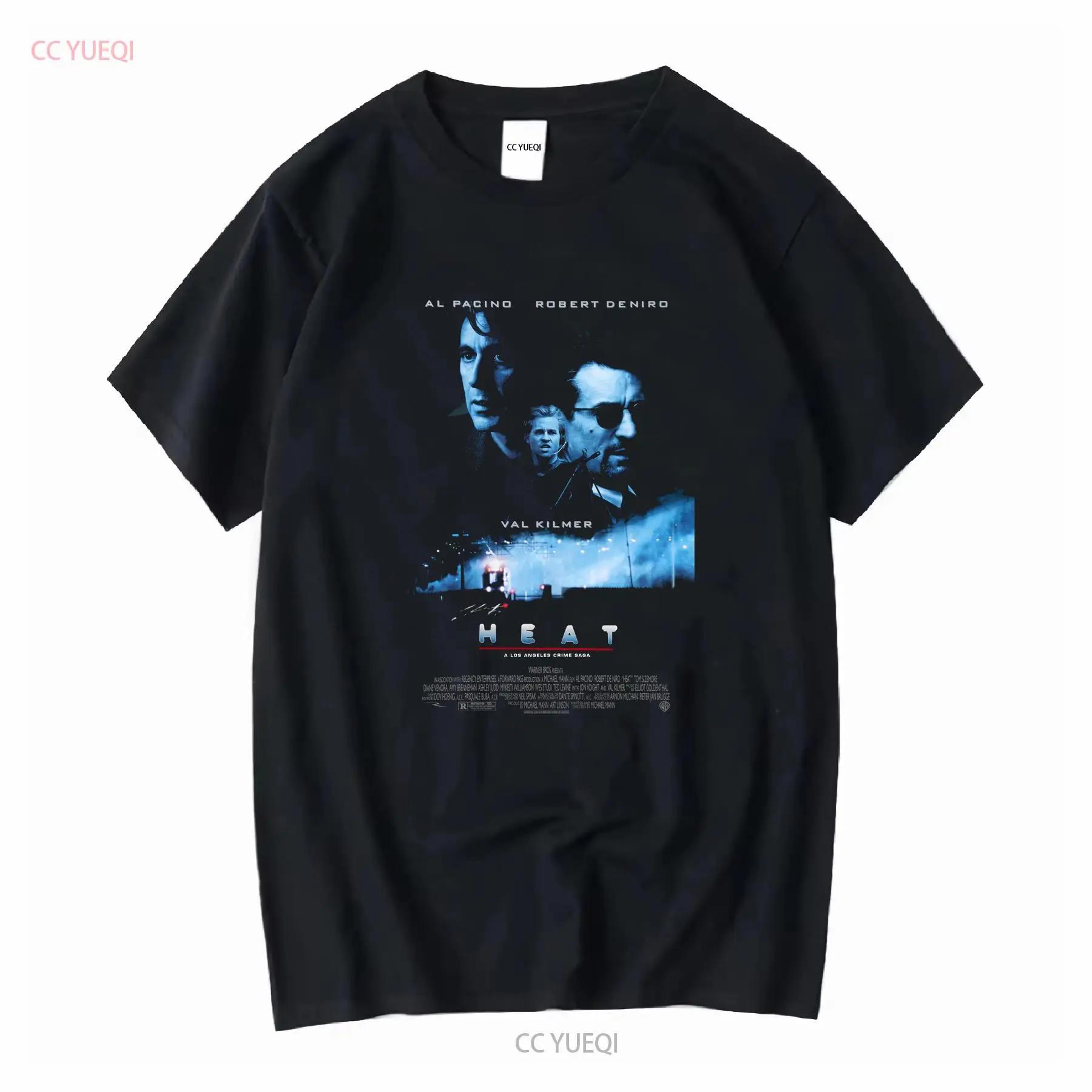 Cult Classic Movie Heat Al Pacino Robert De Niro Poster Black T Shirt vintage Washed Slightly Versatile graphic Breathable S разноцветный