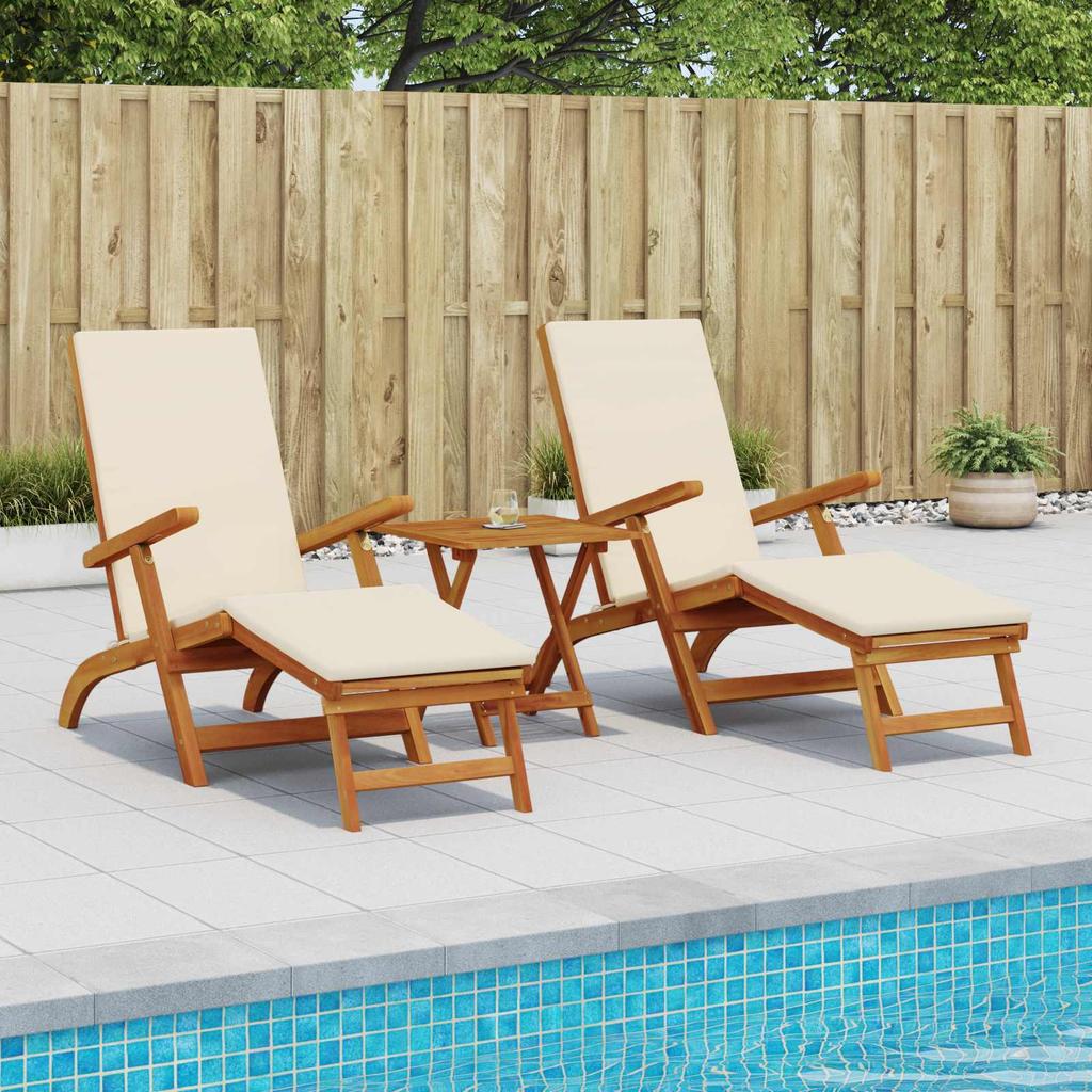 Adjustable and Foldable Sun Lounger Set 2 Pcs 55 X 146 X 91 Cm