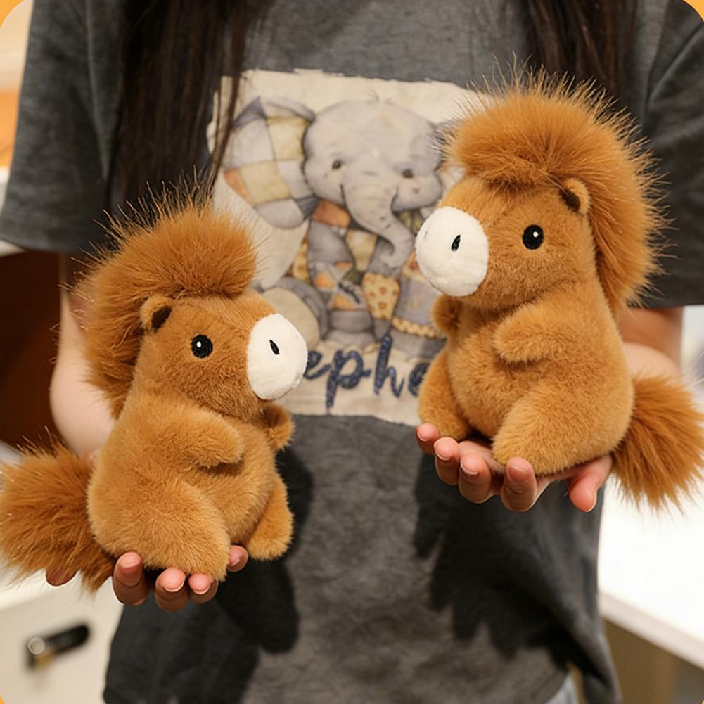 Mini Horse Plush Toy Cute Fluffy Baby Horse Stuffed Animal Desktop Pets Decor New Year Mascot Gift For Kids Friends 13Cm