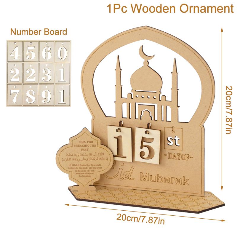 

Деревянный календарь обратного отсчета Рамадана Ид Мубарак Украшение 2024 Карим Рамадан Украшение для дома Исламский мусульманский подарок на вечеринку AL Adha