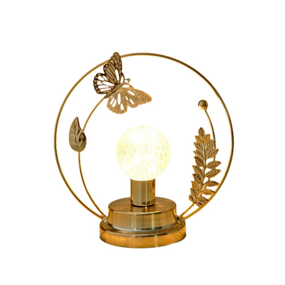 Hollow Out LED Night Light Butterfly/Leaf Shape Decorative Light Metal Table Lamp Home Decor