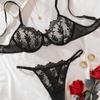 Kajano Sexy Embroidered Multi-color Mesh Lace Push-up Lingerie Set for Women