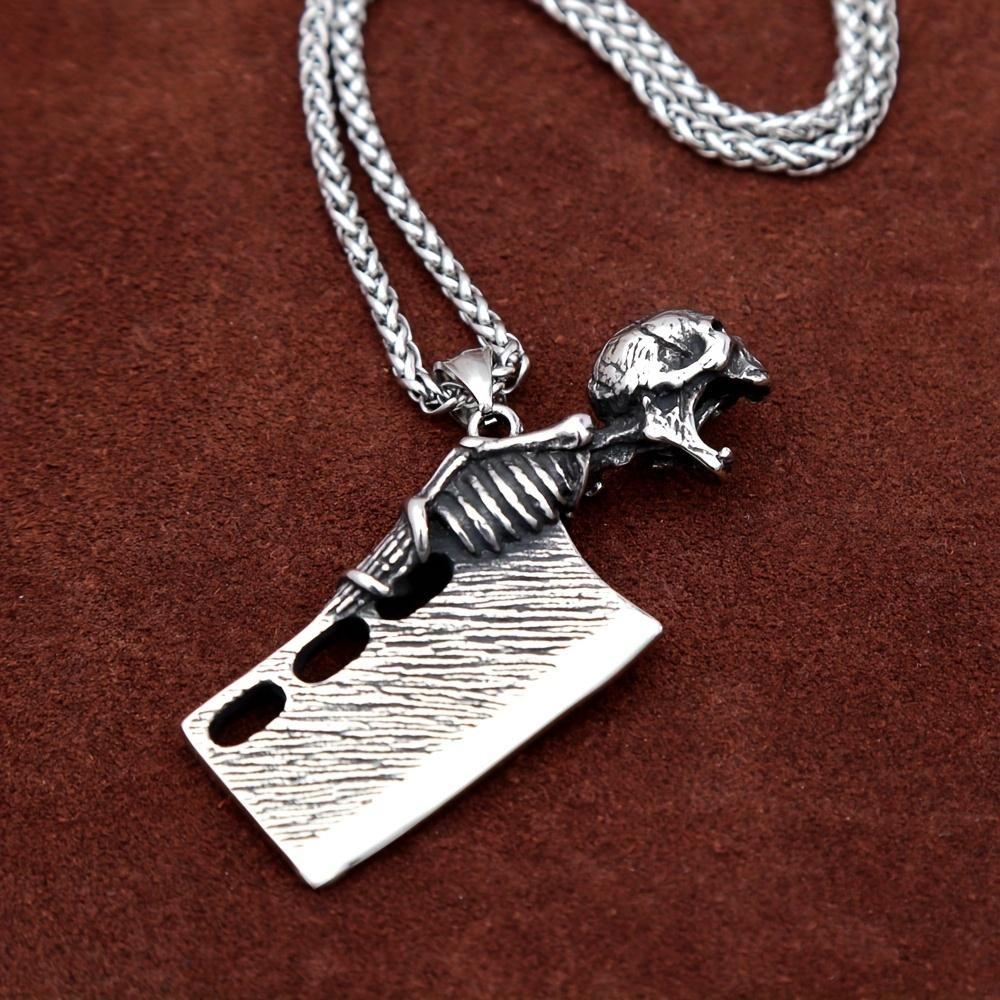 

Новый мужской кухонный нож с кулоном в виде черепа, уникальное ожерелье с открывалкой для бутылок и черепом, аксессуары для мужских кулонов в стиле панк-рок