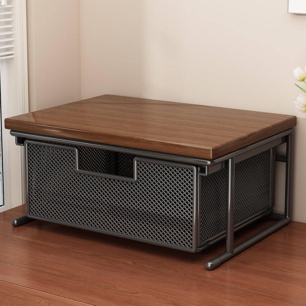 Printer Stand with Drawer Multi-Purpose Desktop Printer Stand Desktop Shelf Sturdy Desk Storage Metal Frame for Study Room