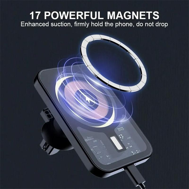 Magnetic Wireless Car Charger Air Vent Phone Holder Stand Fast Charging Station Car Mount For iPhone 15 14 13 12 Pro Max MacSafe