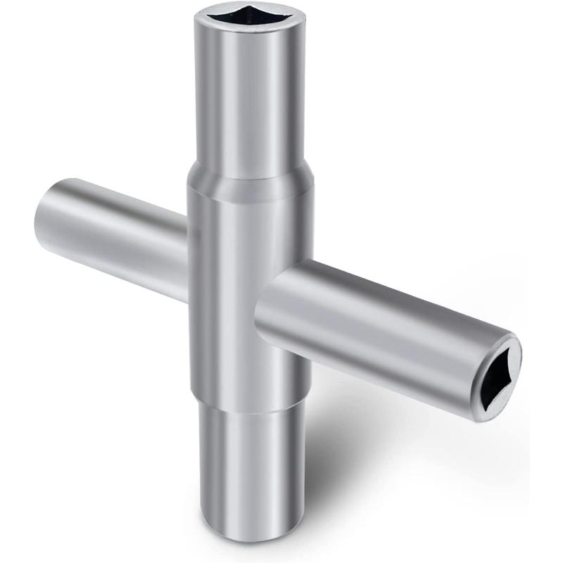 4 Way Sillcock Key Heavy Duty Water Key Steel Water Utility Key for Valve Faucet Spigots and Hose Bib, 2 Packs