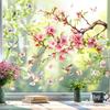 Cherry Blossom Flower Window Clings Floral Branch Butterfly Birds Window Decal Static Glass Doors