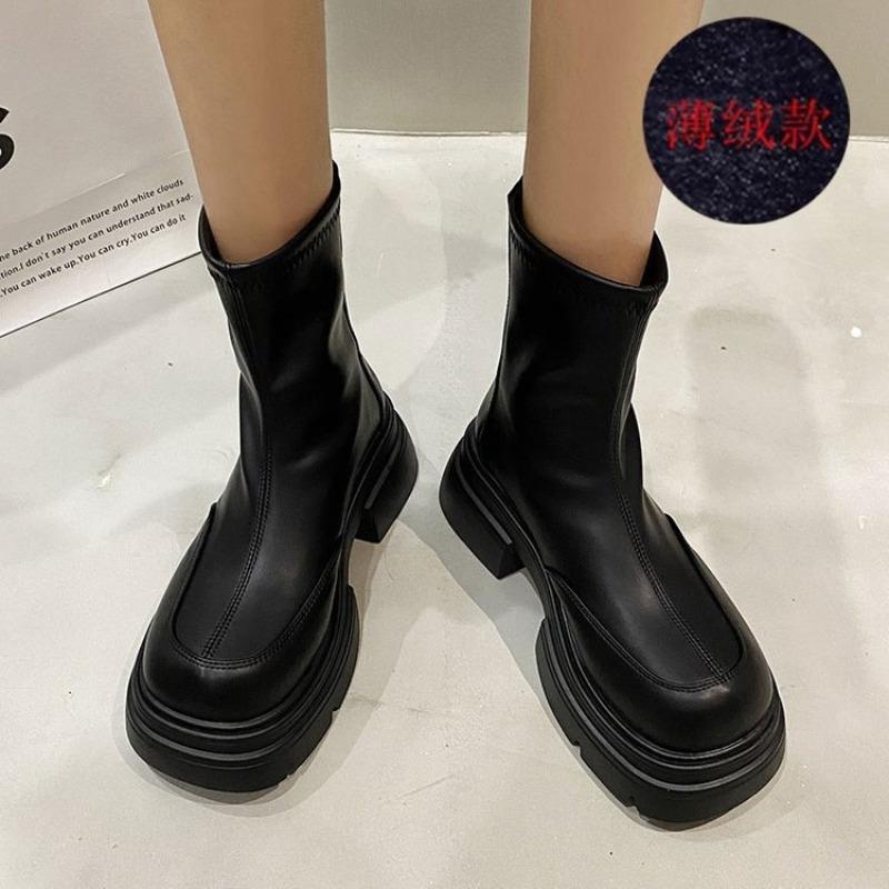 

Осень и зима бархатные круглого носка ботинки мартин женские новые тонкие толстый каблук труба сигареты одинарные ботинки вырез запад средние хлопковые ботинки 40