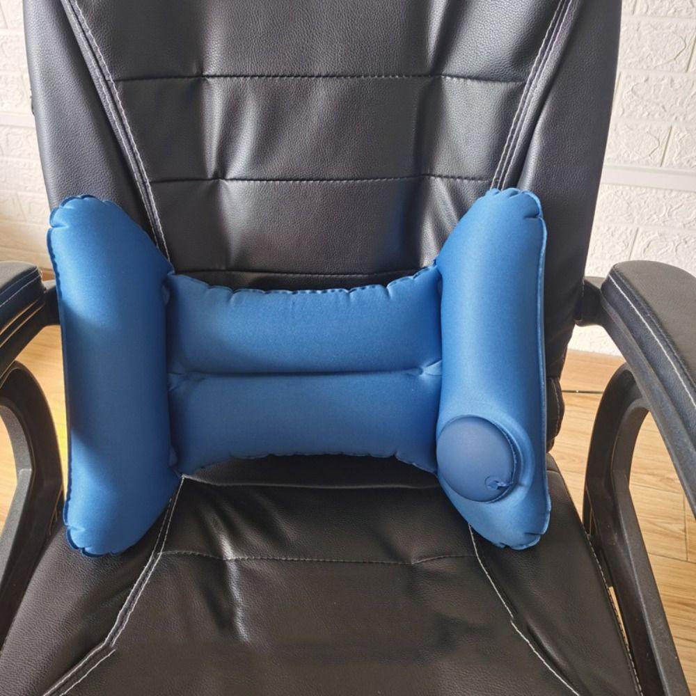 New Flocking PVC Inflation Lumbar Pillow H-type Inflatable Aircraft Lumbar Pad Grey Blue Nursing Waist Pillow Office