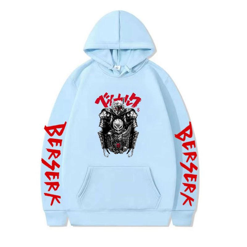 Berserk Anime Hooded Fleece Sweatshirt Men Unisex Streetwear Oversized Pullover Casual Sportswear