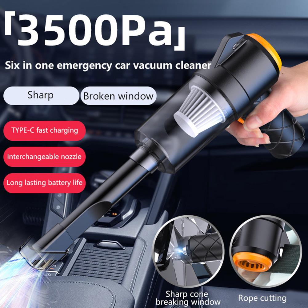 6in1 Car Vacuum Cleaner 3500Pa Powerful Wireless Charging Dual-use Blowing Suction Mini Handheld Vacuum Cleaner For Vehicle