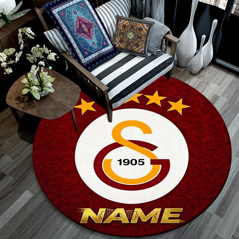 Custom Name,Galatasaray Pattern Round rug,Carpet Rug for Living Room Bedroom Playroom ,Non-slip Floor Mat,Holiday Gifts and Birthday Gifts.